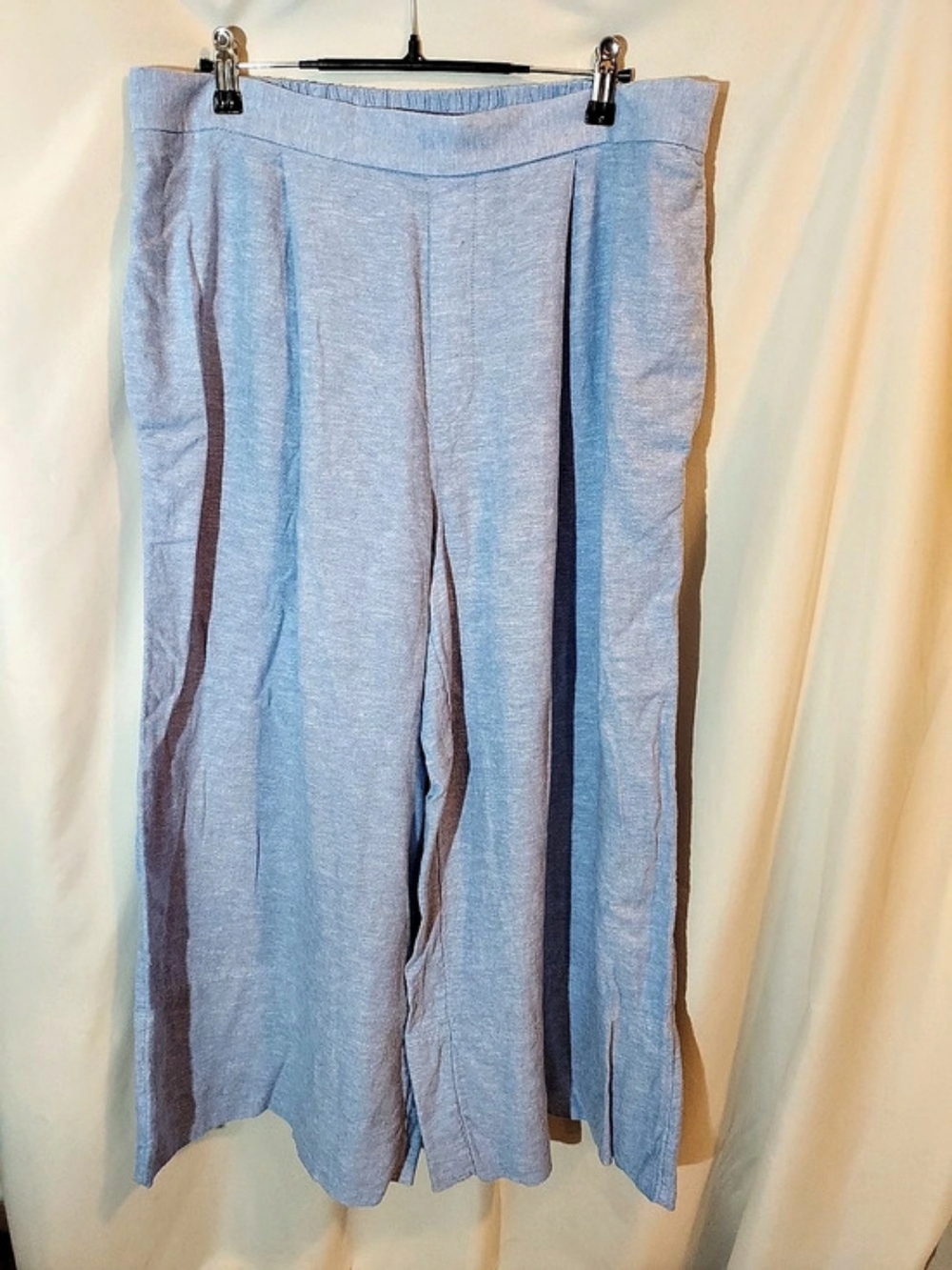 Banana Republic Light Blue Linen Rayon Wide Leg Pleated Crop Pants Size L